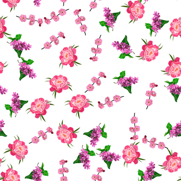 bloeiende lila bloemen - Vector, afbeelding