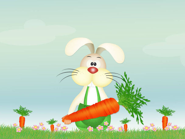 bunny with carrot - Fotoğraf, Görsel