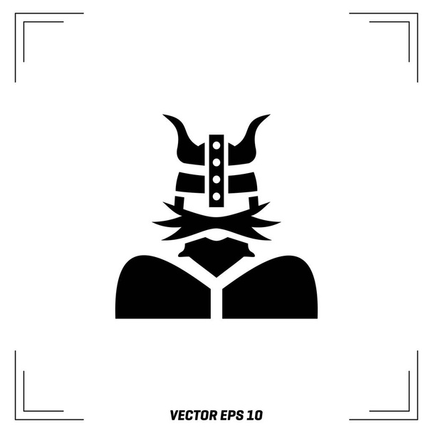 viking in horned helmet flat icon - Vetor, Imagem