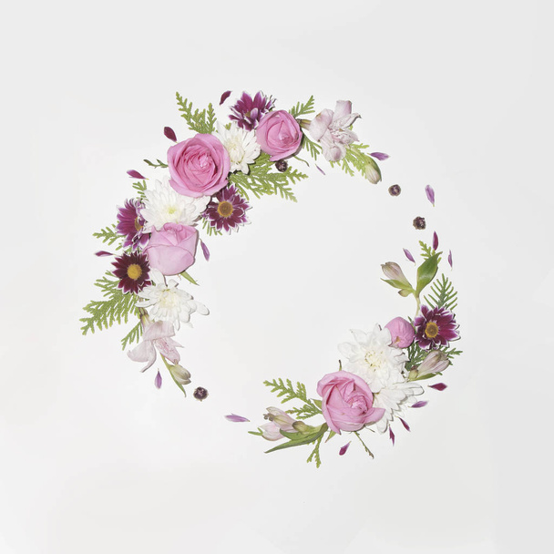 Floral frame on white background  - Fotó, kép