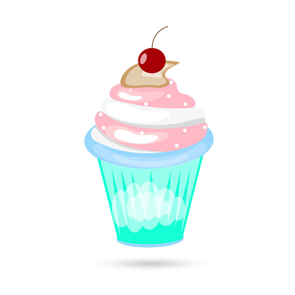 Icon of a cake with cream on a white background - Vektör, Görsel