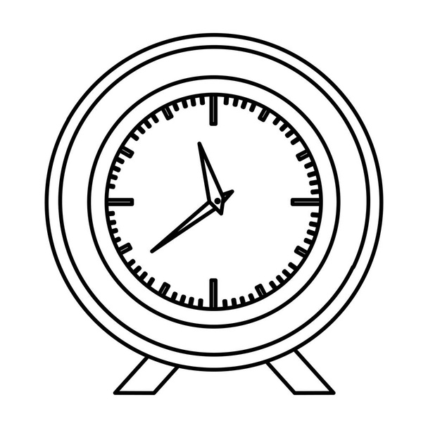 monochrome contour with desk clock - Vector, Image