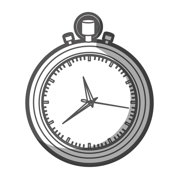 grayscale silhouette of stopwatch with thick contour - Vector, Image