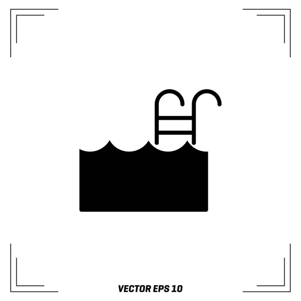 Pool with ladder line icon  - Vettoriali, immagini