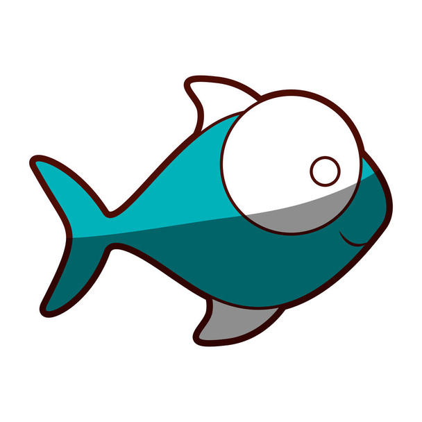 силует кольору синій риби з великим оком і маленькою зіницею
 - Вектор, зображення