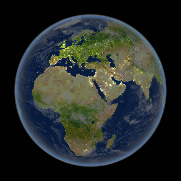 EMEA-régió éjjel az űrből - Fotó, kép
