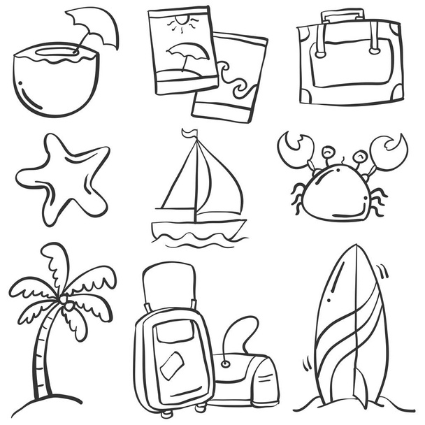 Doodle of object summer holiday - Vector, afbeelding