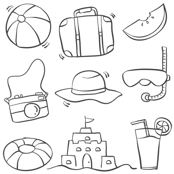 Doodle of summer object hand draw - Vector, afbeelding