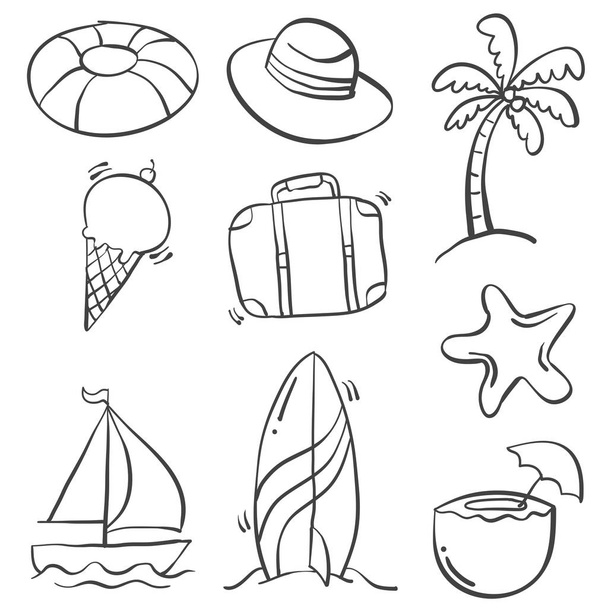 Hand draw object summer doodles - Vektor, kép