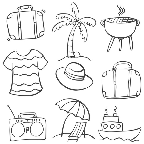 Doodle of element summer holiday - Вектор,изображение