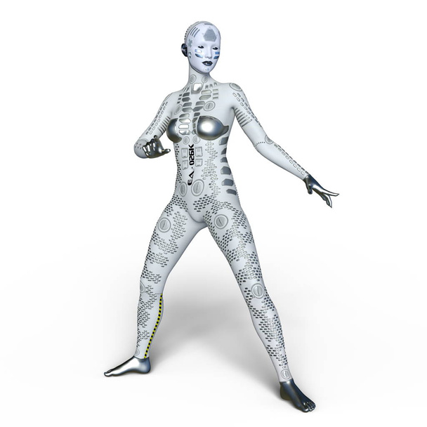 3D CG rendering of a female robot - Φωτογραφία, εικόνα
