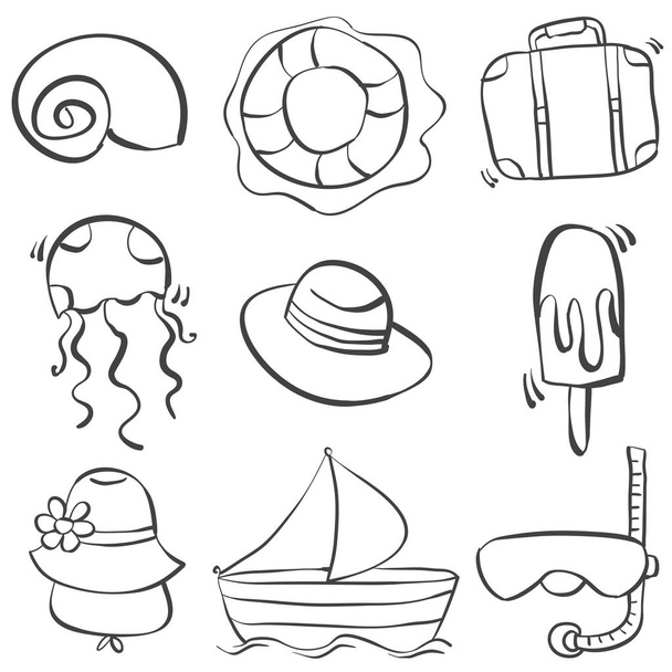 Doodle of summer element style - Вектор,изображение