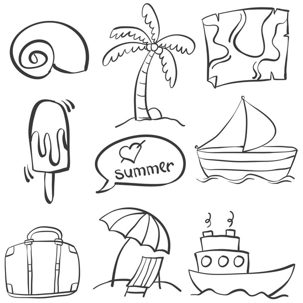 Hand draw summer element doodles - Vector, afbeelding