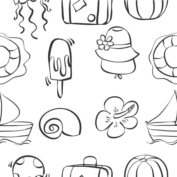 Hand draw object summer holiday doodles - Вектор,изображение