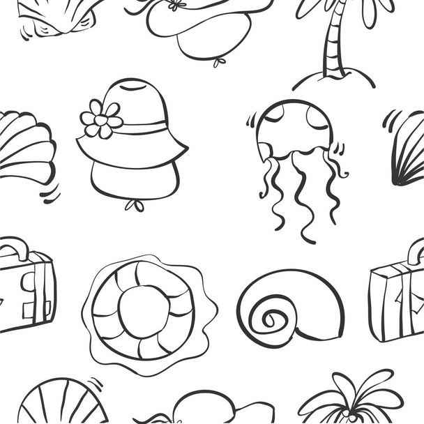 Illustration vector summer object doodles - Vektör, Görsel