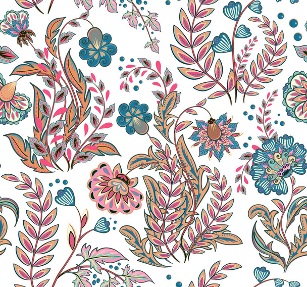 Seamless pattern in ethnic traditional style. The pattern of mandalas and Paisley pattern in Indian style. - ベクター画像