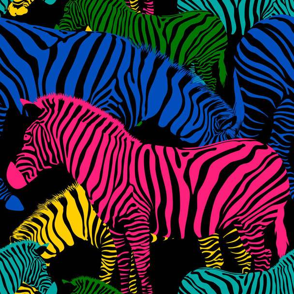 Kleurrijke zebra naadloze patroon.  - Vector, afbeelding