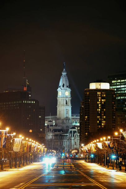 Philadelphia City Hall éjjel - Fotó, kép