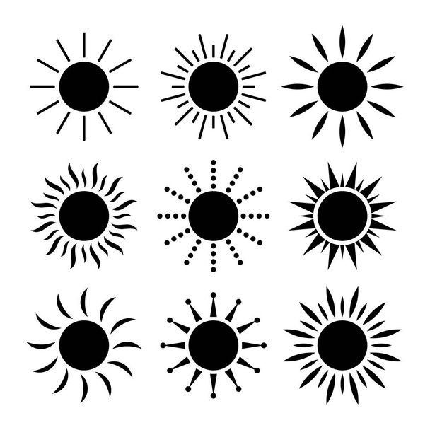 太陽のアイコンセット - ベクター画像