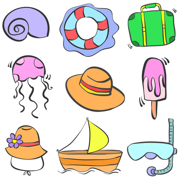 Doodle of summer element collection - Вектор, зображення