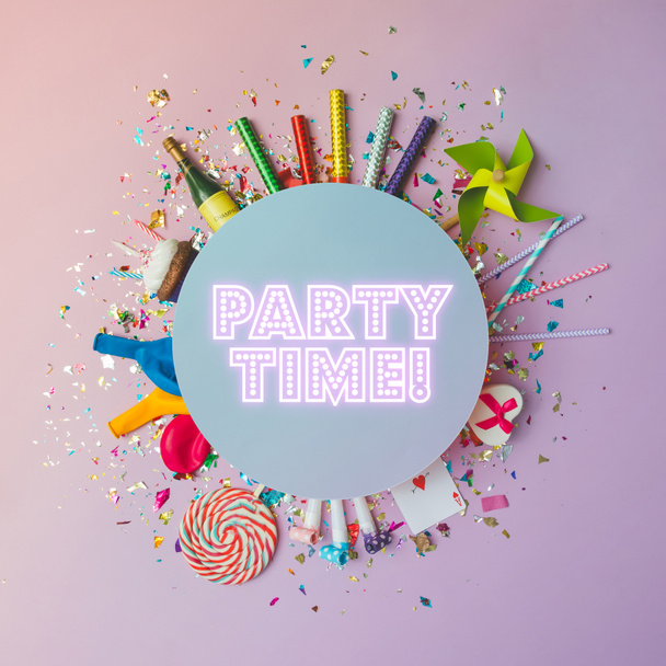 party confetti and balloons with streamers - Photo, Image
