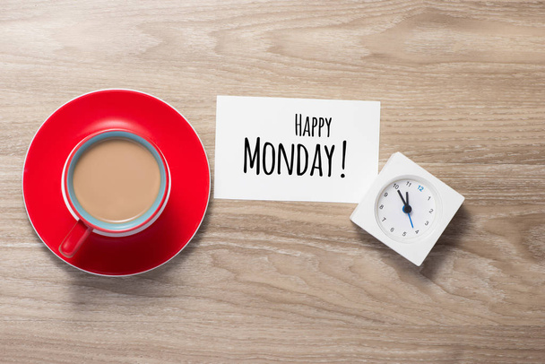 Happy Monday card and coffee cup - Photo, Image