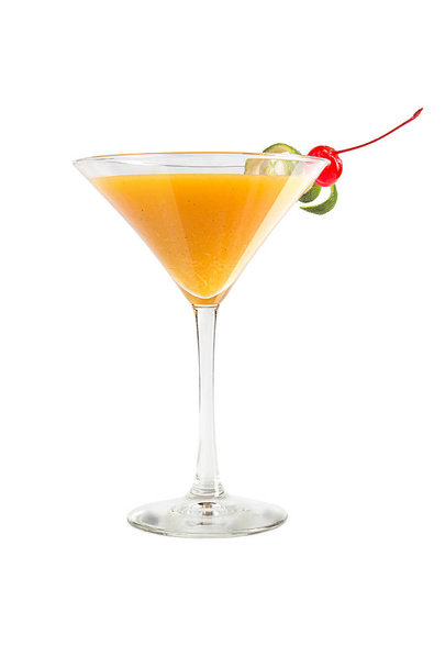 Alcohol cocktail in a martini glass on a white background - Photo, image
