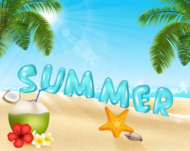 Summer beach background - Vector, imagen