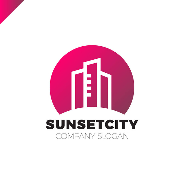 太陽アイコン ロゴのデザイン要素の都市 - ベクター画像