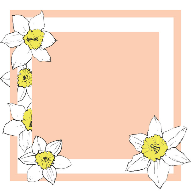 Simple greeting card with daffodil flowers - Διάνυσμα, εικόνα