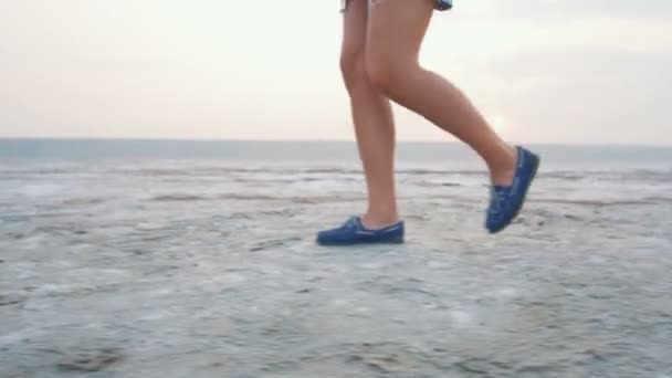 blonde woman on beach - Felvétel, videó