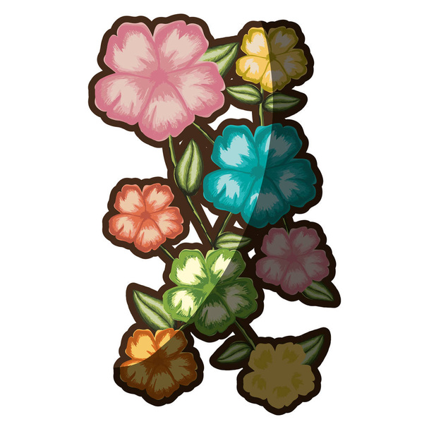ακουαρέλα σιλουέτα του malva λουλούδι με στέλεχος και φύλλα - Διάνυσμα, εικόνα