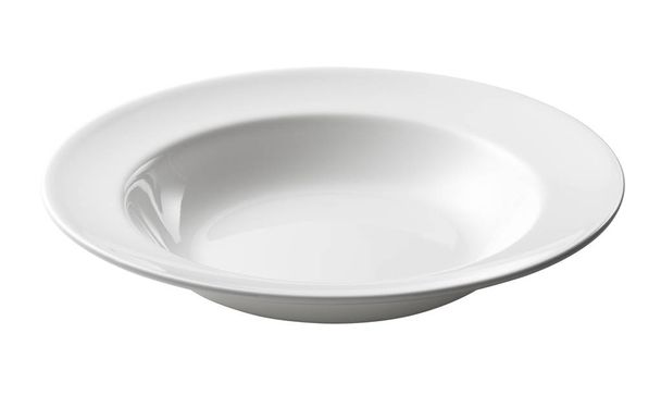 Άσπρο πιάτο σούπα με μια επίπεδη άκρο - Φωτογραφία, εικόνα