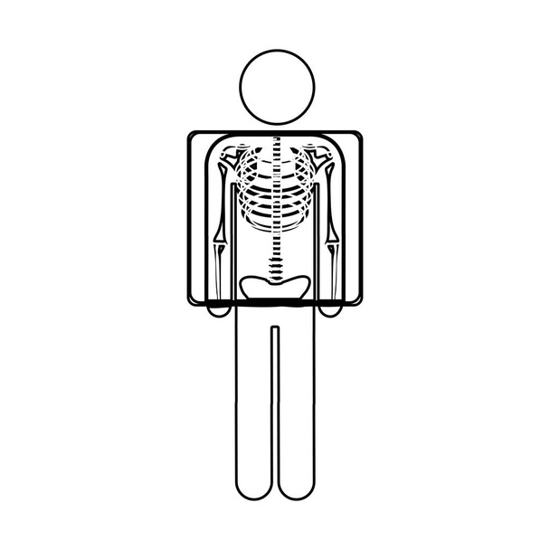 silhouet pictogram patiënt en radiografie - Vector, afbeelding