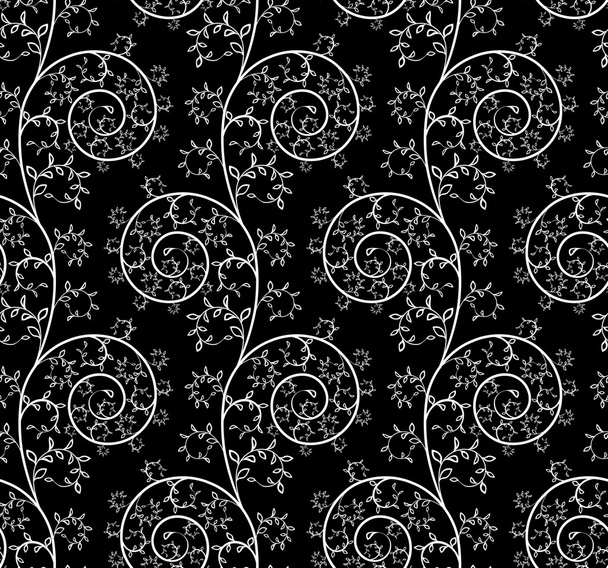 bezszwowe biały wzór kwiatowy czarny - Wektor, obraz