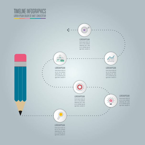 Education infographics template 5 step option. Timeline infograp - Vector, Image