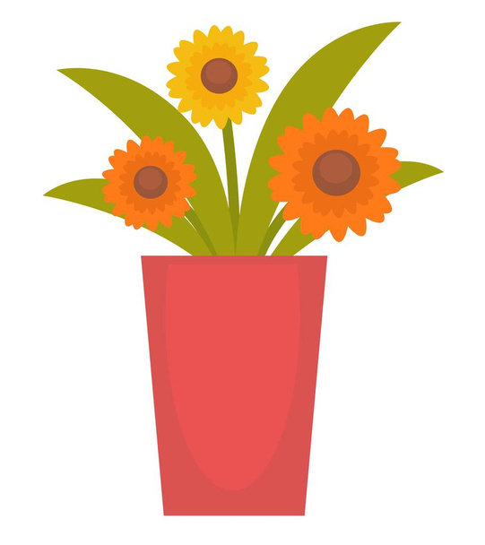 Orange colored flowers in a vase - ベクター画像