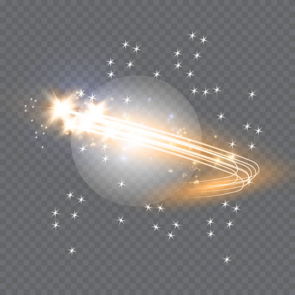 抽象的なベクトルの魔法の輝きスター光効果のネオンはぼかし曲線です。ボケ味を輝く塵スター トレイル. - ベクター画像