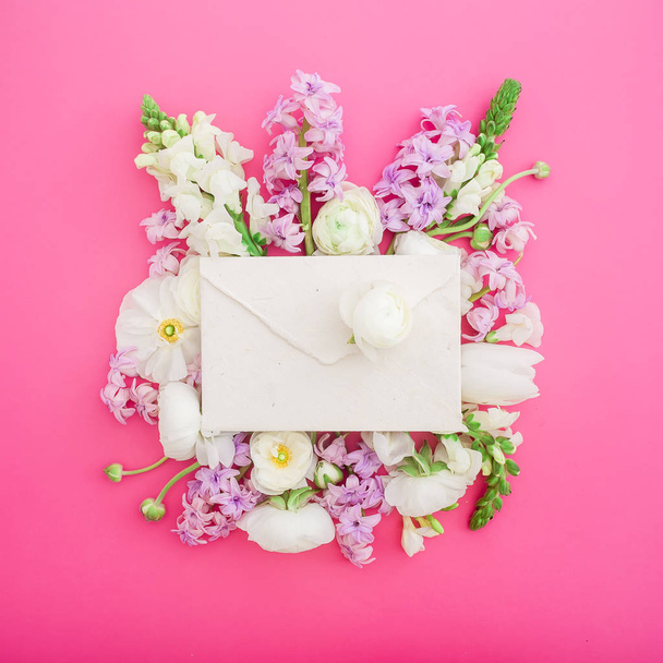 peper envelope  and  tender flowers - Photo, Image