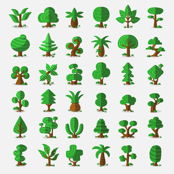 36 Cartoon vector trees - Vektori, kuva