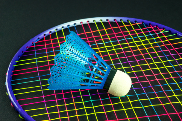 Badminton equipment with black background - Photo, Image