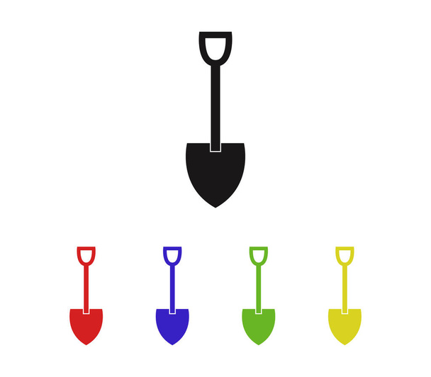 Комплект лопаты для рытья на белом фоне
 - Вектор,изображение