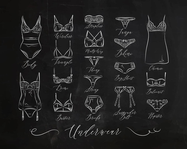 Underwear classic icons chalk - Vector, Image