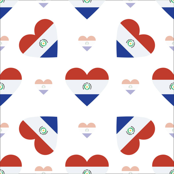 Paraguay flag patriotic seamless pattern National flag in the shape of heart Vector illustration - Vektor, obrázek