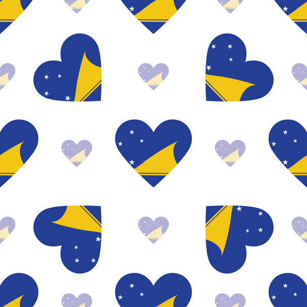 Tokelau flag patriotic seamless pattern National flag in the shape of heart Vector illustration - Vektör, Görsel
