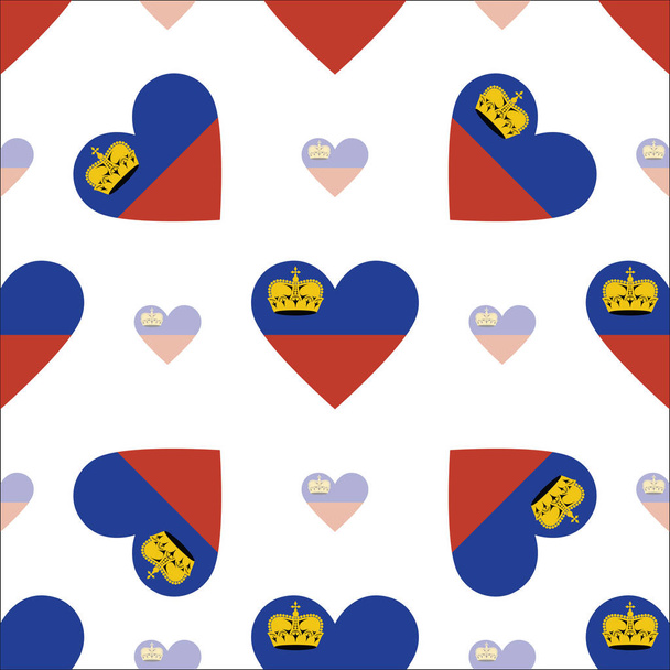Liechtenstein flag heart seamless pattern Patriotic Liechtenstein flag background Country flag in - Vetor, Imagem