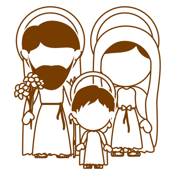 Kutsal ailenin yüzü olmayan görüntü kahverengi silüeti bebek İsa - Vektör, Görsel
