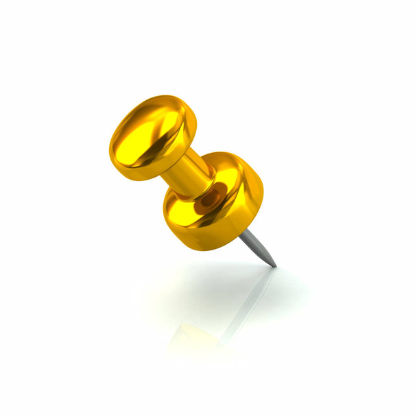 Golden push pin icon - Fotoğraf, Görsel