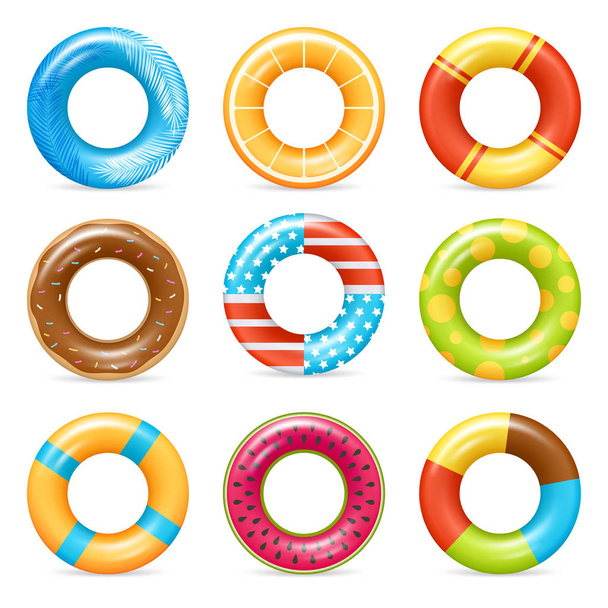 Realistische kleurrijke leven ringen Set  - Vector, afbeelding