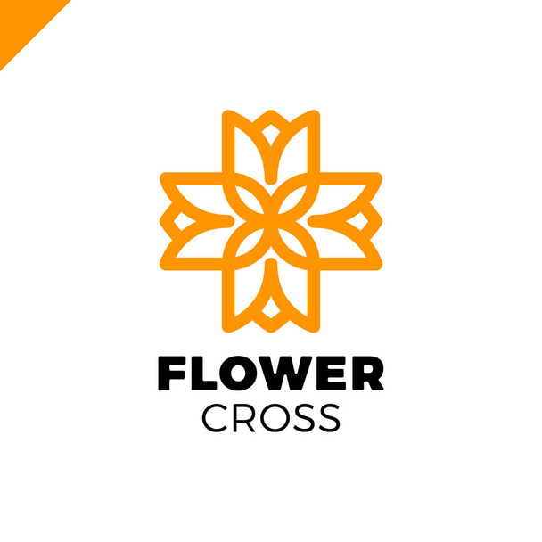 Isolated abstract colorful cross vector logo. Medical logotype. Flower petals illustration. Floral decorative element. Clinic and hospital emblem. Natural products icon. - Vector, Image